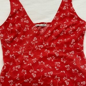Abercrombie & Fitch Wide Strap Red Floral Slip Cami